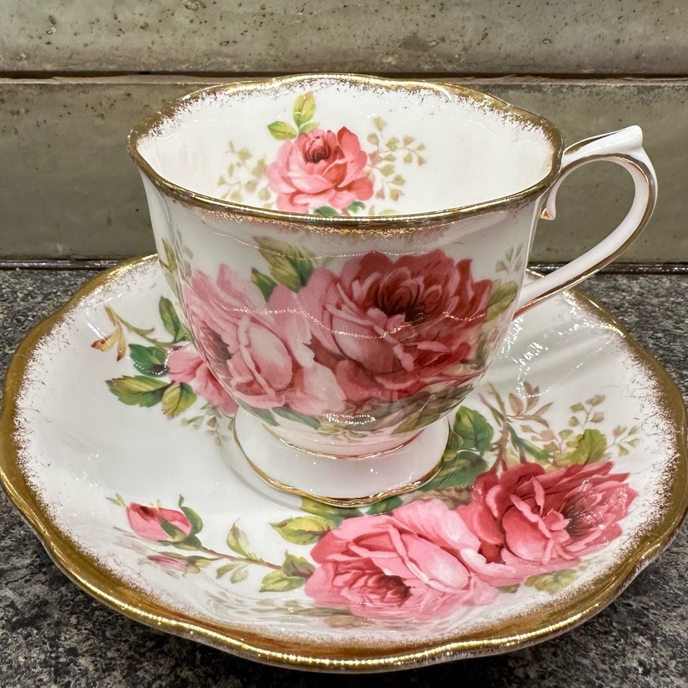 Royal Albert American Beauty Teacup and Saucer with Gold Trim